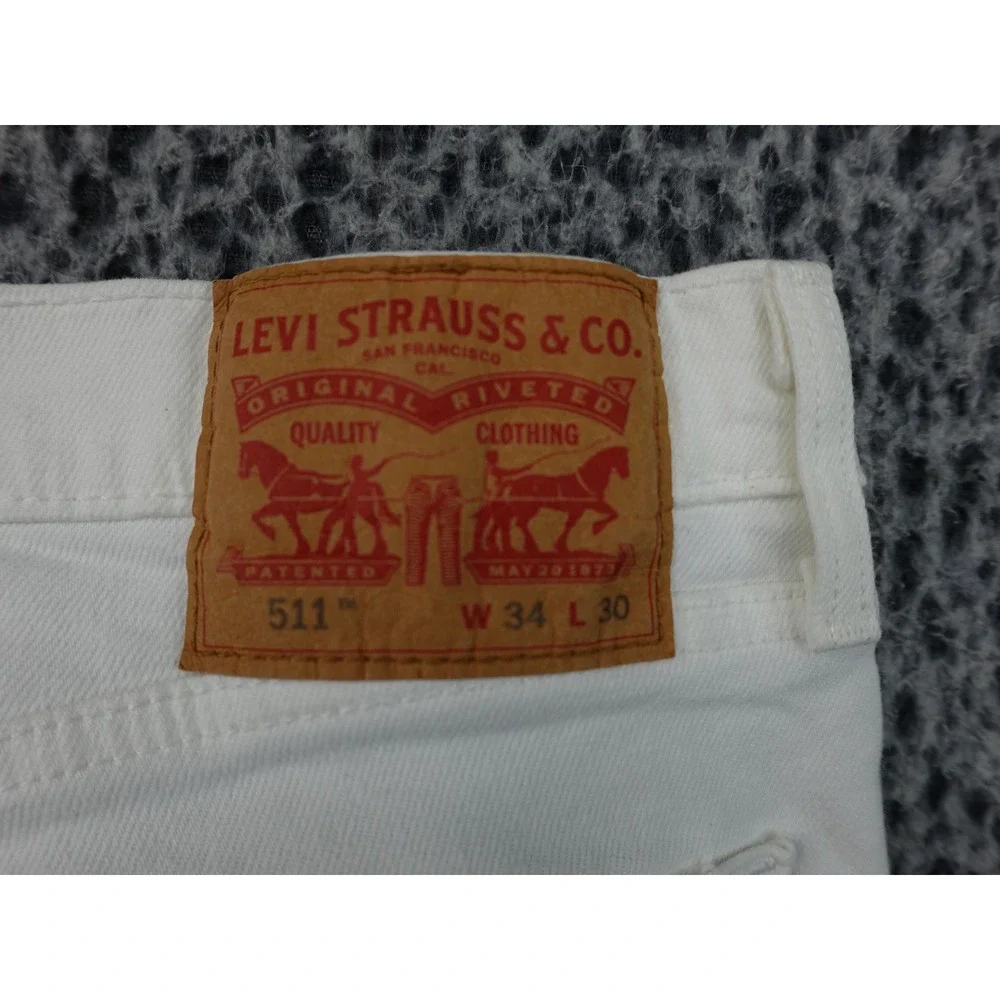 Levi's 511 Slim Fit Jeans Mens 34x30 White Stretch Denim 04511-1943
